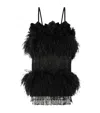 Dolce & Gabbana Feather-trim Beaded Mini Dress In Black