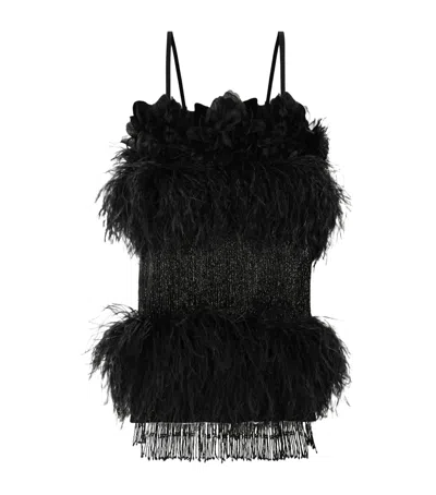Dolce & Gabbana Feather-trim Beaded Mini Dress