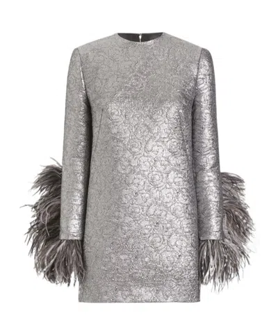 DOLCE & GABBANA FEATHER-TRIM MINI DRESS