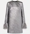 Dolce & Gabbana Feather-trim Mini Dress In Silver