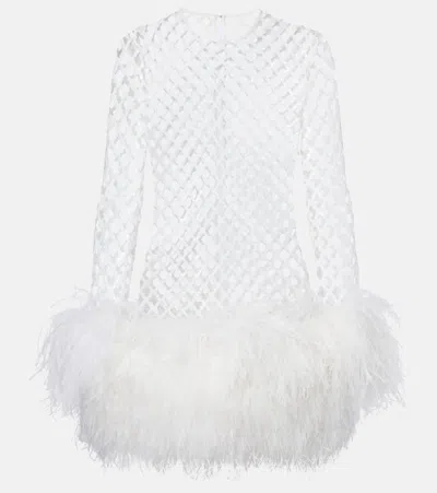 Dolce & Gabbana Feather-trimmed Sequined Minidress In White