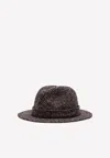Dolce & Gabbana Fedora Hat In Micro Patterned Wool Tweed In Grey
