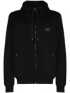 Dolce & Gabbana Black Hoodie With Plated Logo On The Chest