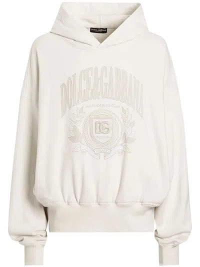 Dolce & Gabbana Felpa Con Cappuccio In White