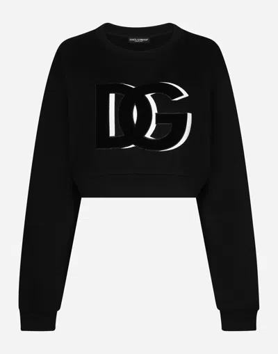Dolce & Gabbana Cropped Sweatshirt In Black