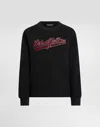 Dolce & Gabbana Felpa Girocollo In Cotone Con Patch In Black