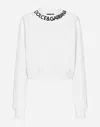 Dolce & Gabbana Cropped Jersey Sweatshirt With Logo Embroidery On Neck In White