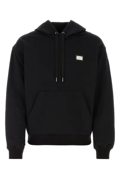 Dolce & Gabbana Felpa In Cotone Nero Uomo In Black