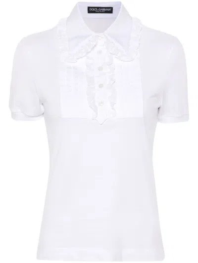 Dolce & Gabbana Feminine White Cotton Polo Shirt For Ss24