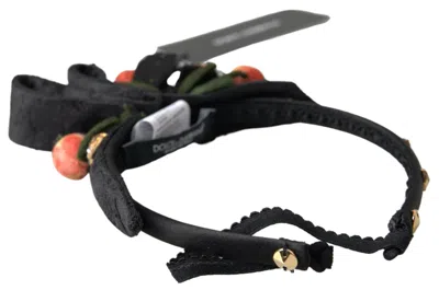 Dolce & Gabbana Fig Fruit Crystal-embellished Headband In Black