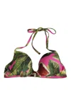 Dolce & Gabbana Fuchsia Pink Fig Print Beachwear Bikini Top In Pink