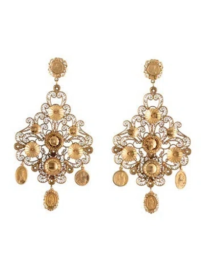Pre-owned Dolce & Gabbana Filigrana Chandelier Clip-on Earrings In Multicolor