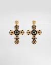 Dolce & Gabbana Dg Filigree Rhinestones Cross Earrings In Multicolor