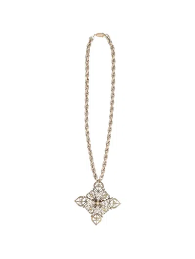Pre-owned Dolce & Gabbana Filigree Crystal-embellished Necklace In Gold