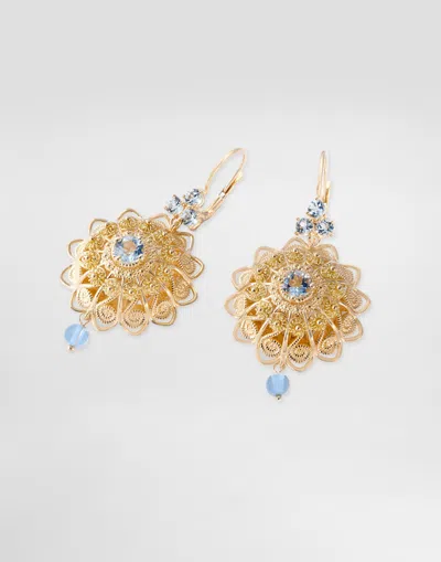 Dolce & Gabbana Filigree Earrings 18-carat Yellow Gold And Aquamarines