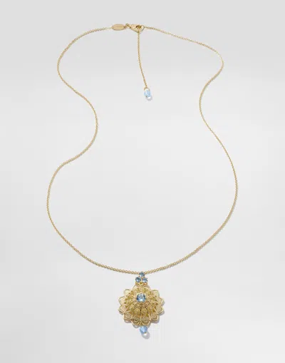 Dolce & Gabbana Filigree Necklace 18-carat Yellow Gold And Aquamarines