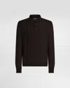Dolce & Gabbana Long-sleeve Polo Shirt In Brown