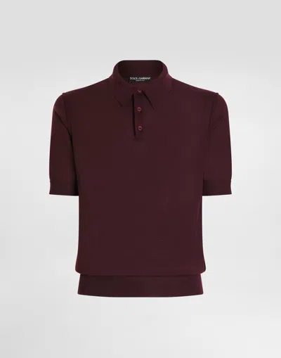 Dolce & Gabbana Fine-gauge Cashmere Polo Shirt In Burgundy