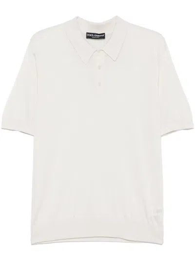 Dolce & Gabbana Fine-knit Polo Shirt In White