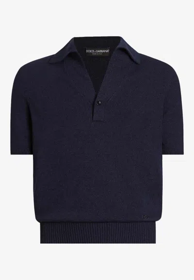 Dolce & Gabbana Fine Knit Polo T-shirt In Black