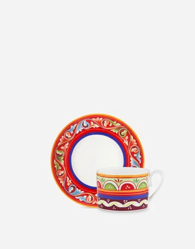 Dolce & Gabbana Fine Porcelain Tea Set In Multicolor