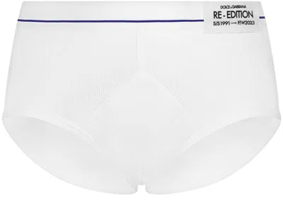 Dolce & Gabbana Fine-rib Cotton Brando Briefs In White