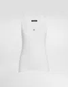Dolce & Gabbana Fine-rib Jersey Tank Top With Dg Logo Pin In White