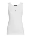 Dolce & Gabbana Fine-rib Jersey Tank Top With Dg Logo Pin In White