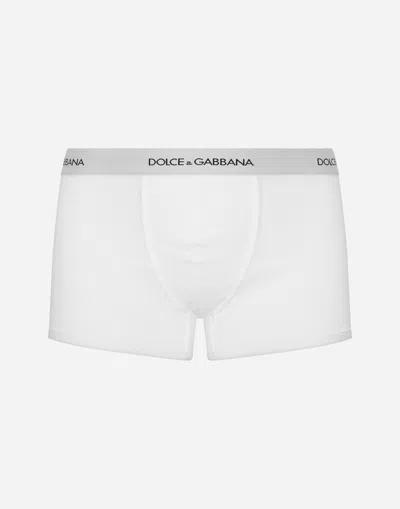 Dolce & Gabbana Fine-rib Regular Cotton Boxers In White