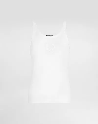 DOLCE & GABBANA FINE-RIB SLIM-FIT SINGLET WITH EMBROIDERY