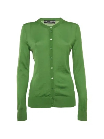 Pre-owned Dolce & Gabbana Fine-knit Cardigan In Green