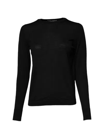Dolce & Gabbana Wool Knit Crew Neck Pullover Sweater In Black