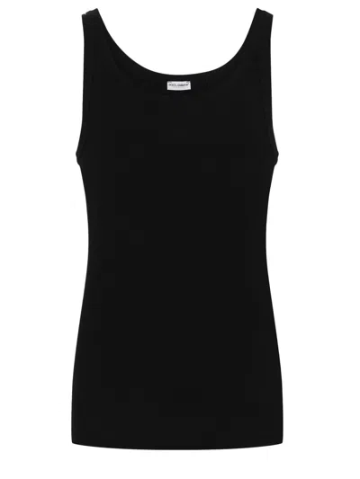 Dolce & Gabbana Fine-rib Cotton Singlet In Black