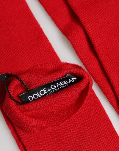Dolce & Gabbana Fingerless Elbow-length Wool Gloves In Red