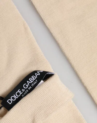 Dolce & Gabbana Fingerless Wool Elbow-length Gloves In Nude