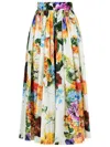 Dolce & Gabbana High-waisted Skirt With A Floral Bouquet Print In Multi