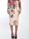 Dolce & Gabbana Printed Stretch Satin Skirt In Pink