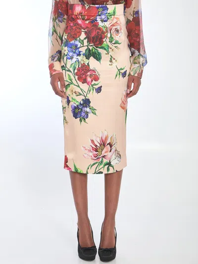 DOLCE & GABBANA FIORI PRINT MIDI SKIRT