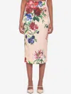 Dolce & Gabbana Printed Stretch Satin Skirt In Pink