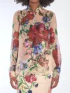 Dolce & Gabbana Bouquet Fantichi Sheer Chiffon Button-down Blouse In Pink