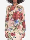 Dolce & Gabbana Bouquet Fantichi Sheer Chiffon Button-down Blouse In Pink