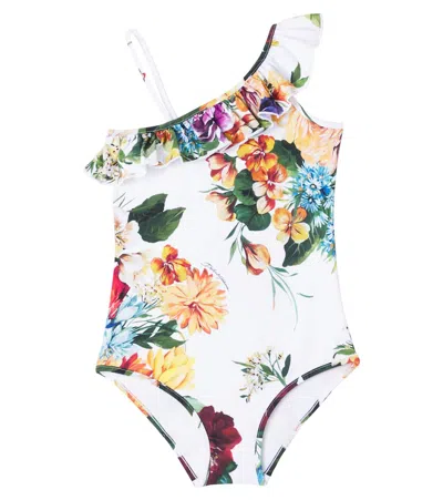DOLCE & GABBANA FIORI PRINTED RUFFLED SWIMSUIT