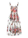 Dolce & Gabbana Cotton Dress With A Bouquet Of Flowers Print Dresses White In White