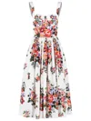 Dolce & Gabbana Cotton Dress With A Bouquet Of Flowers Print Dresses White In White