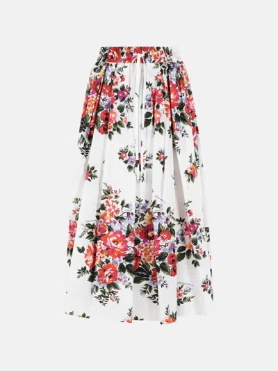 Dolce & Gabbana 'fiori' White Cotton Skirt