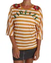 Dolce & Gabbana Firenze Sequined Blouse In Orange And White In Orange