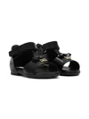 Dolce & Gabbana Logo-plaque Open-toe Sandals In Black