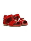 Dolce & Gabbana Logo-plaque Touch-strap Sandals In Red