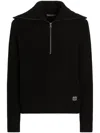 Dolce & Gabbana Wool Sweater With Wide Collar In Black