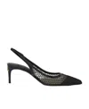Dolce & Gabbana Vernice Patent Leather-trimmed Mesh Slingback Pumps In Black